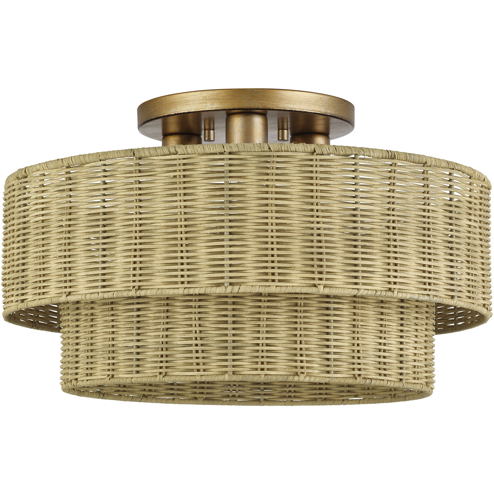 Weavington 3 Light 18 inch Antique Gold Leaf Semi Flush Mount Ceiling Light, Large