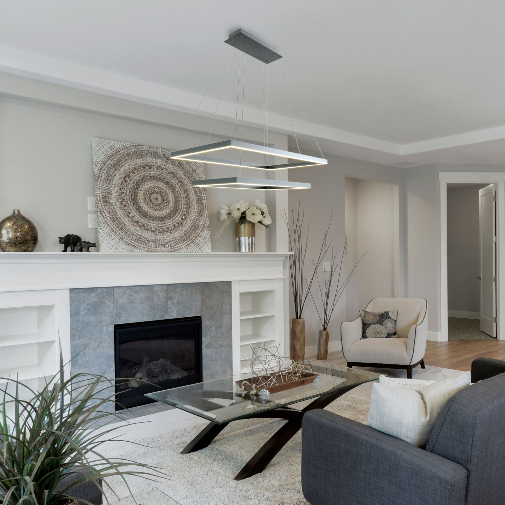 Atria Duo 17.25 inch Silver Chandelier Ceiling Light