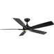 Mykonos 5 60 inch Matte Black Downrod Ceiling Fan in 2700K