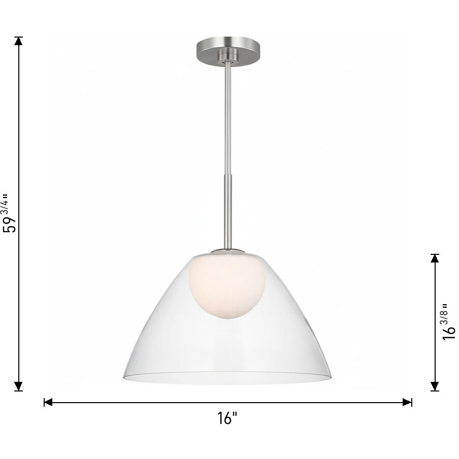Drew & Jonathan Suma 1 Light 16 inch Brushed Nickel Pendant Ceiling Light, Medium