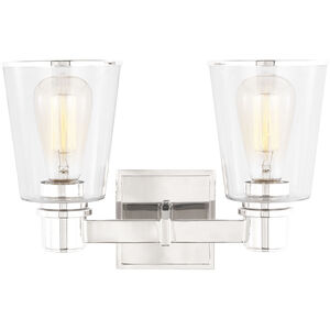 C&M by Chapman & Myers Alessa 2 Light 13.63 inch Polished Nickel Bath Vanity Wall Sconce Wall Light