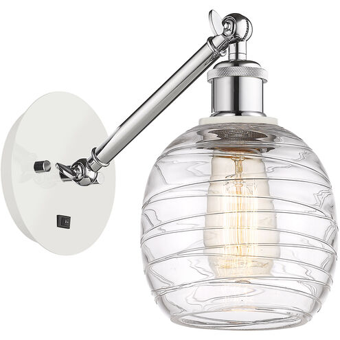 Ballston Belfast LED 6 inch White and Polished Chrome Sconce Wall Light in Deco Swirl Glass