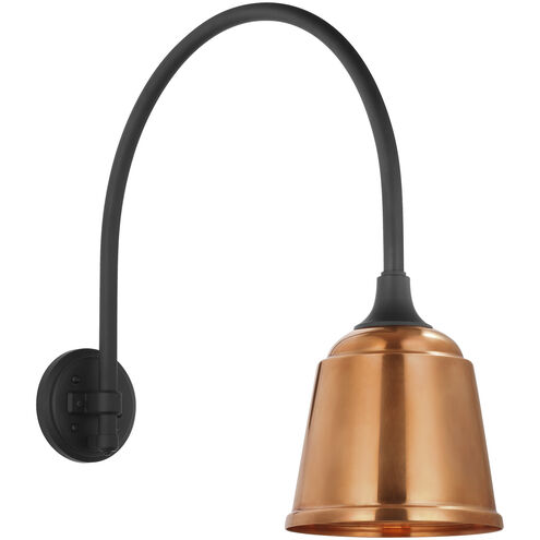 Thomas O'Brien Academy Barn Light LED 21 inch Matte Black Arched Mack Barn Light in 8" Soft Copper Rockhouse Shade