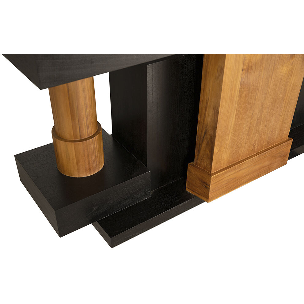 Fleming 86 X 31 inch Charcoal Black and Clear Coat Flat Console