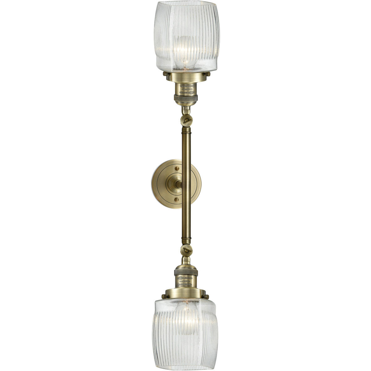 Franklin Restoration Colton LED 16 inch Antique Brass Bath Vanity Light Wall Light in Clear Halophane Glass, Franklin Restoration