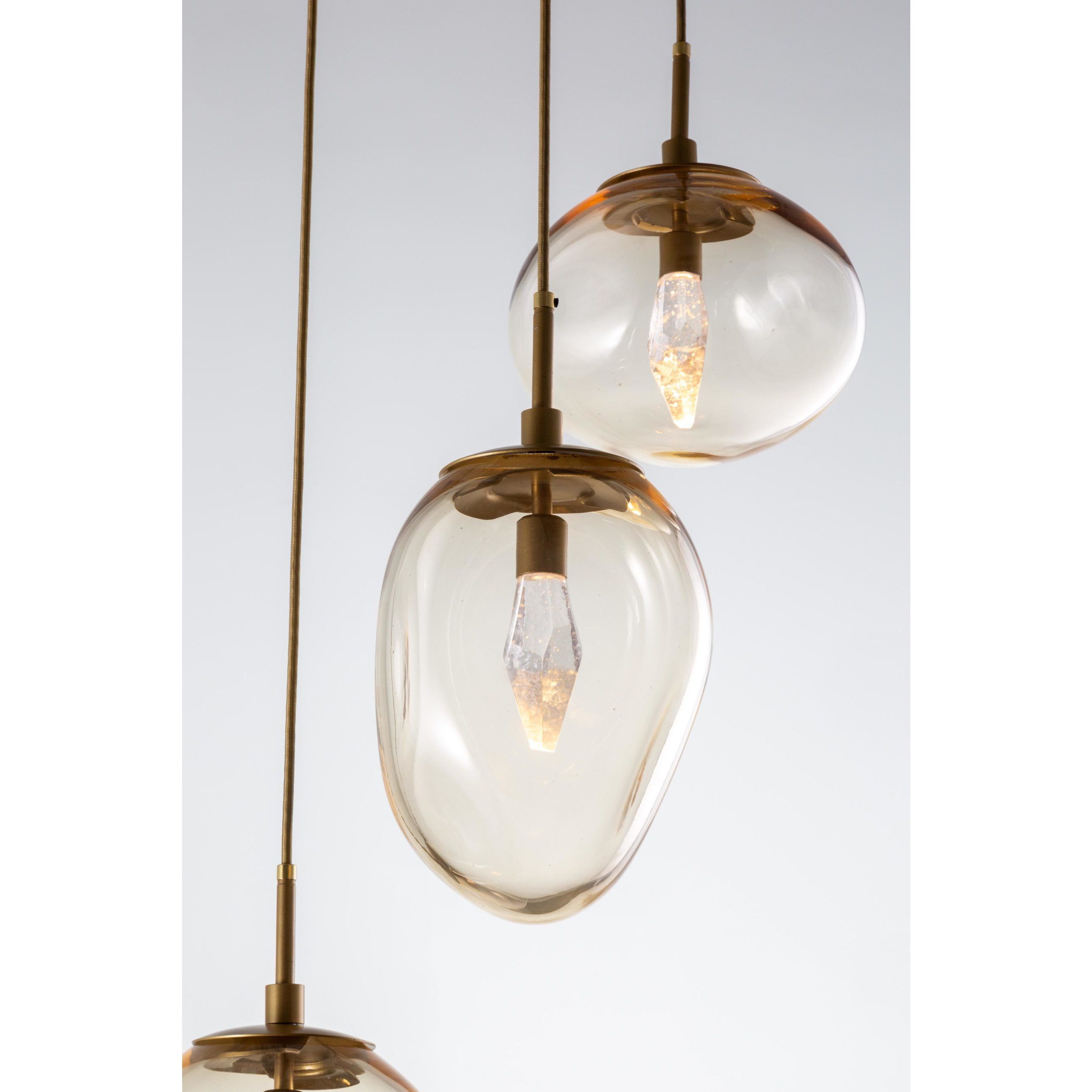 Cosmos LED LED 31.9 inch Gilded Brass Chandelier Ceiling Light in 3000K LED, Clear Geo Inner with Bronze Cosmos Outer, Round Multi-Port