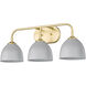 Zoey 3 Light 25 inch Olympic Gold Bath Vanity Wall Light in Matte Gray