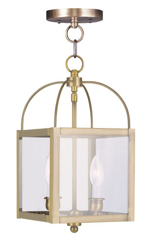 Milford 2 Light 8 inch Antique Brass Convertible Mini Pendant/Ceiling Mount Ceiling Light