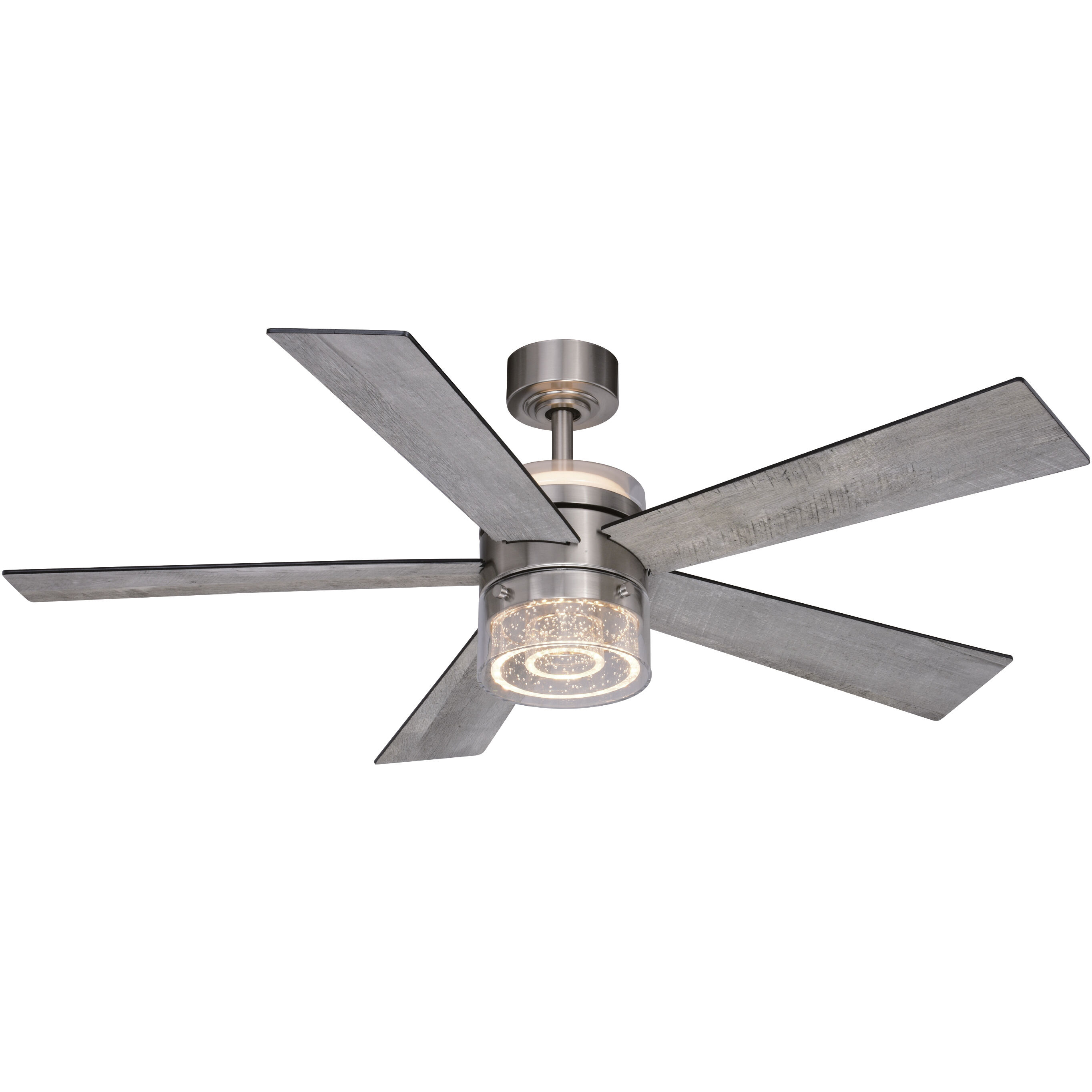 Ashford 22.83 inch Brushed Nickel with Black-Weathered Gray Blades Ceiling Fan