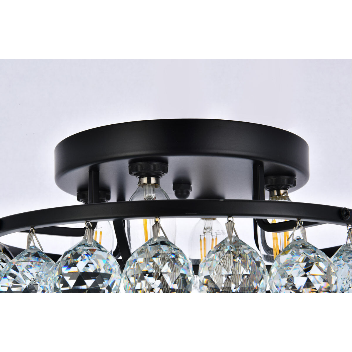 Corona 4 Light 14 inch Black and Clear Flush Mount Ceiling Light