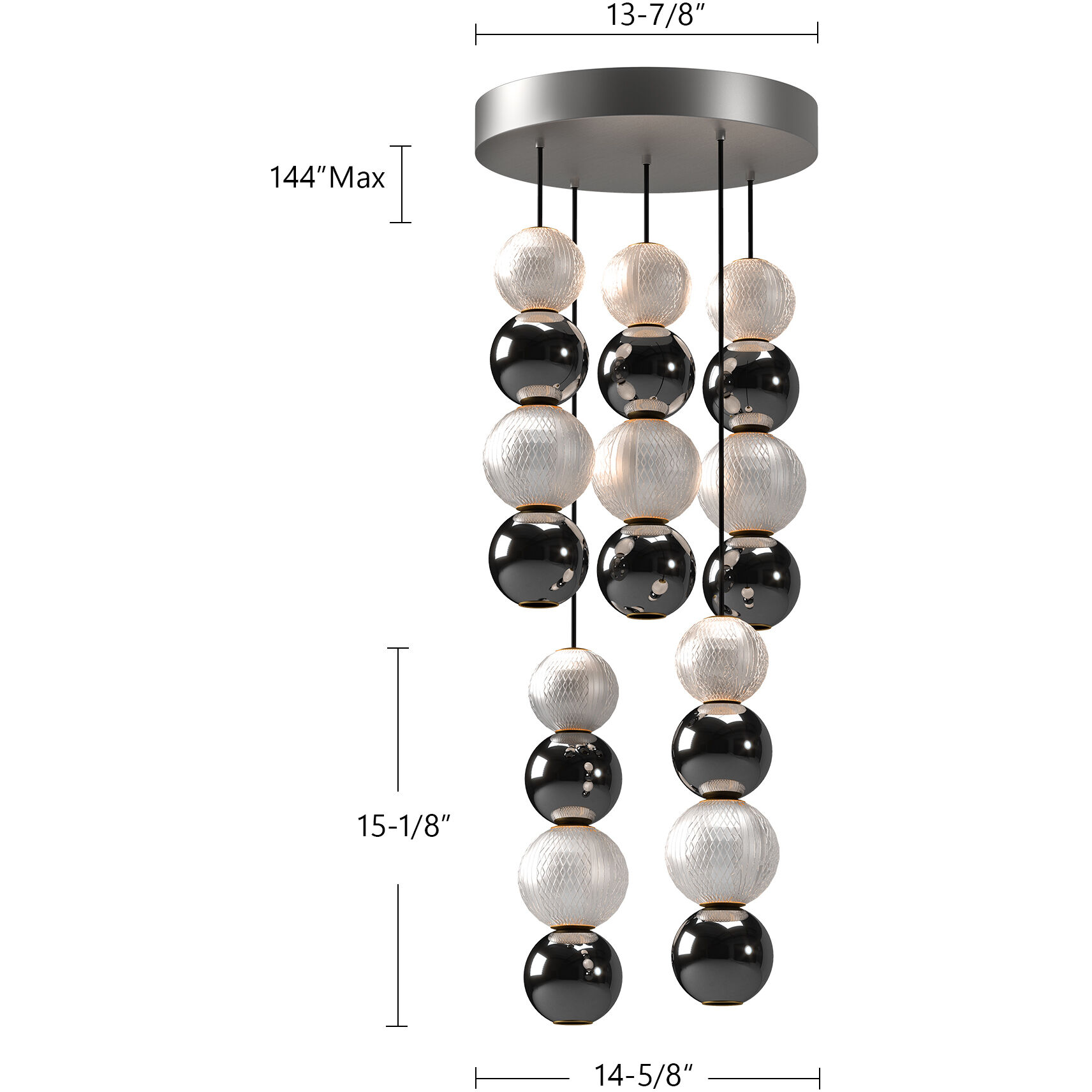 Onyx Multi Pendant Ceiling Light in Polished Nickel