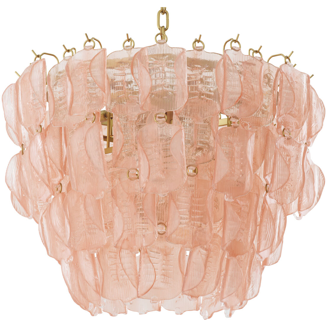 Solange 14 Light 33.46 inch Antique Brass Chandelier Ceiling Light in Pink Glass
