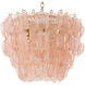Solange 14 Light 33.46 inch Antique Brass Chandelier Ceiling Light in Pink Glass
