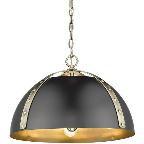 Aldrich 3 Light 18 inch Aged Brass Pendant Ceiling Light in Matte Black