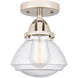Nouveau 2 Olean LED 7 inch Polished Nickel Semi-Flush Mount Ceiling Light in Seedy Glass