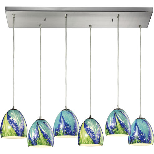 Colorwave 6 Light 30 inch Satin Nickel Multi Pendant Ceiling Light, Configurable