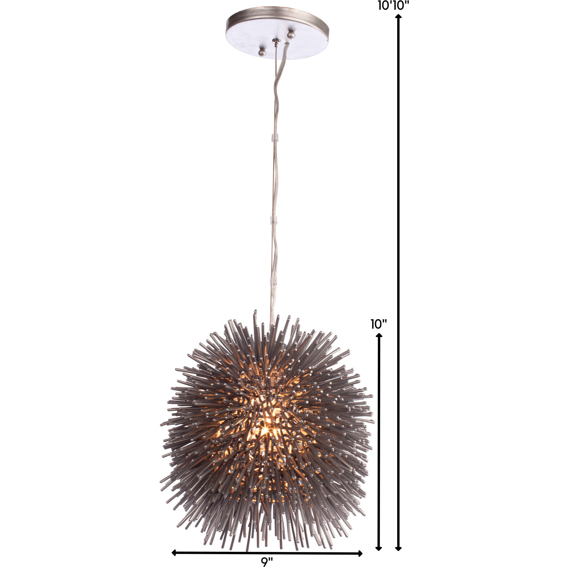 Urchin 1 Light 9 inch Painted Chrome Mini Pendant Ceiling Light