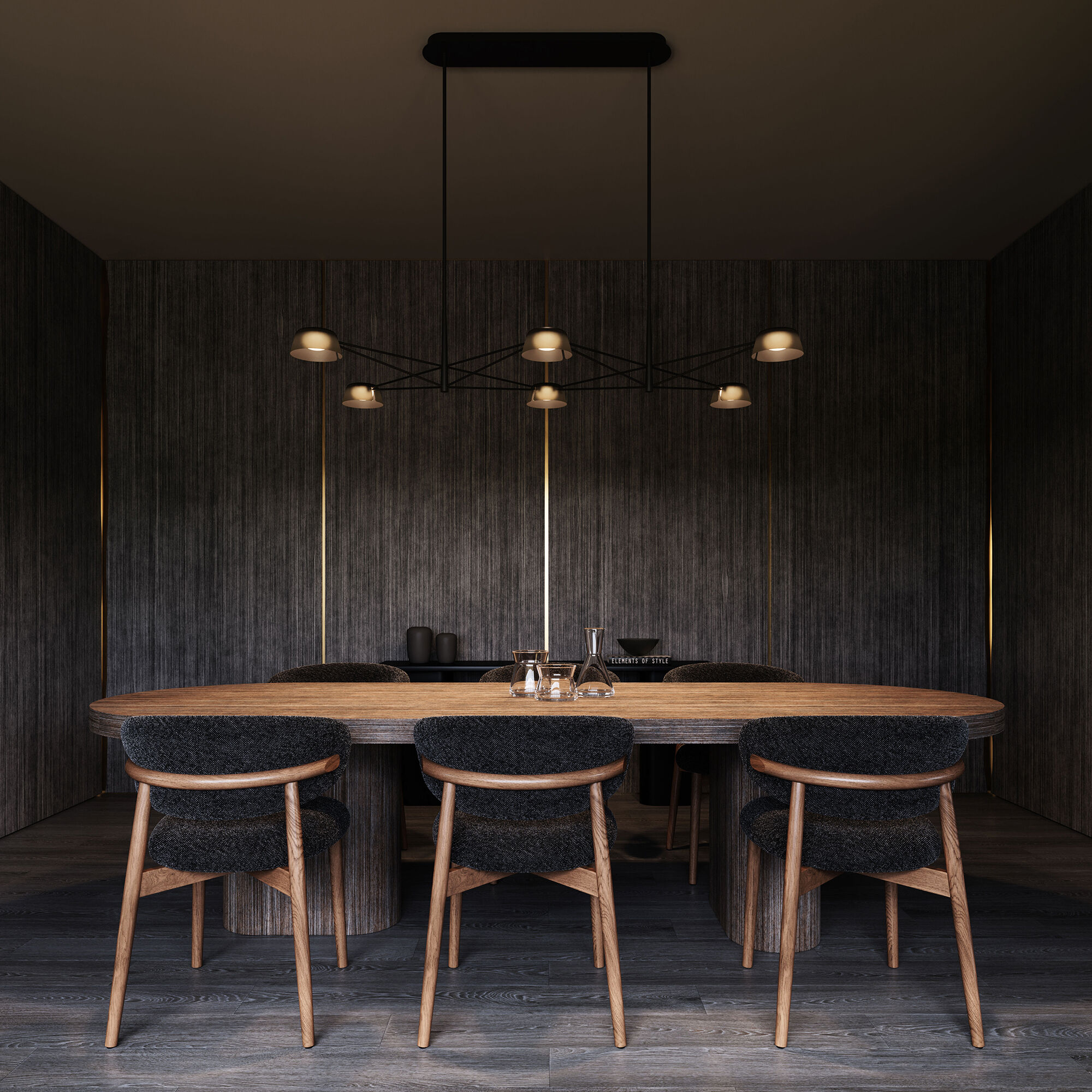 Ray LED 67.75 inch Satin Black Chandelier Ceiling Light in Smoked Etched