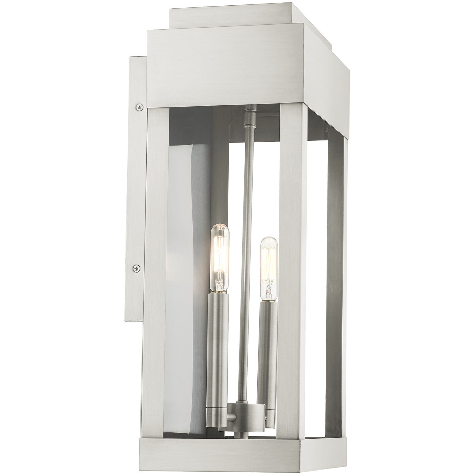 York 2 Light 19 inch Brushed Nickel Outdoor Wall Lantern