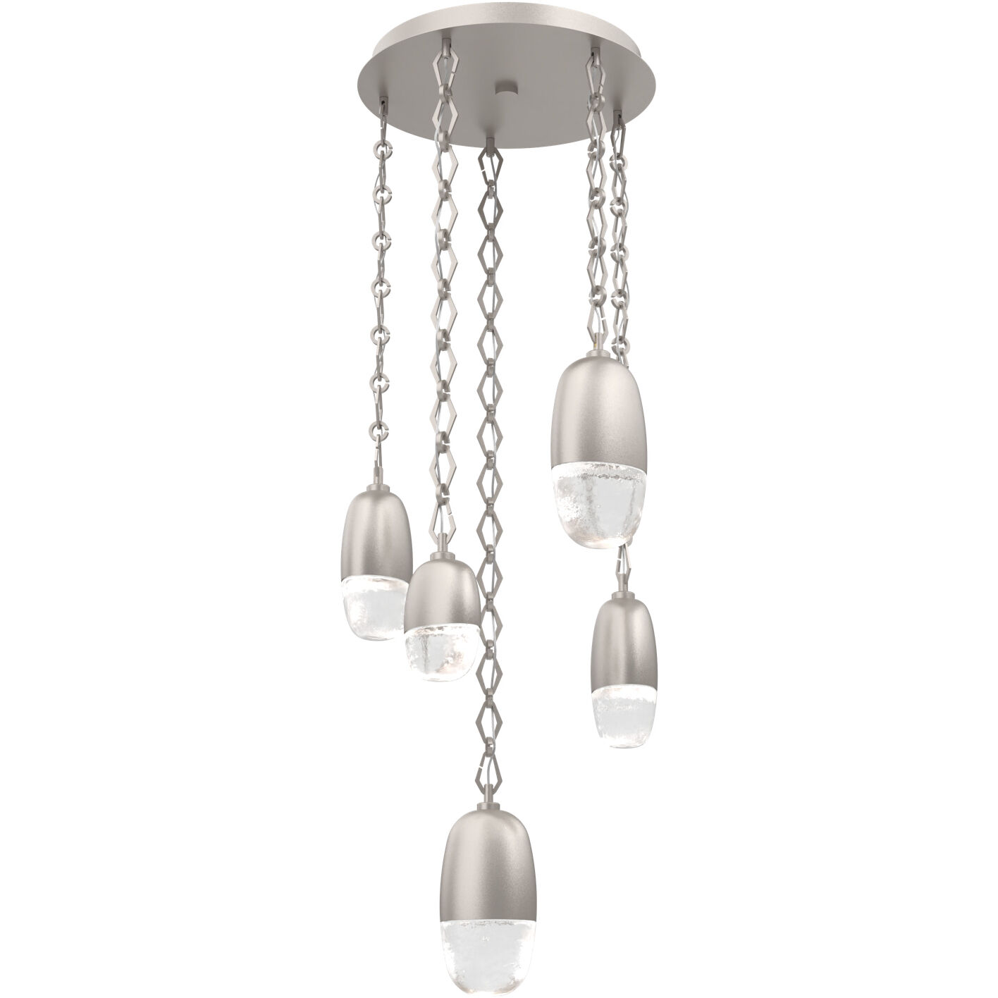 Pebble LED 19.2 inch Beige Silver Multi-Pendant Ceiling Light in 2700K LED, Diamond Chain