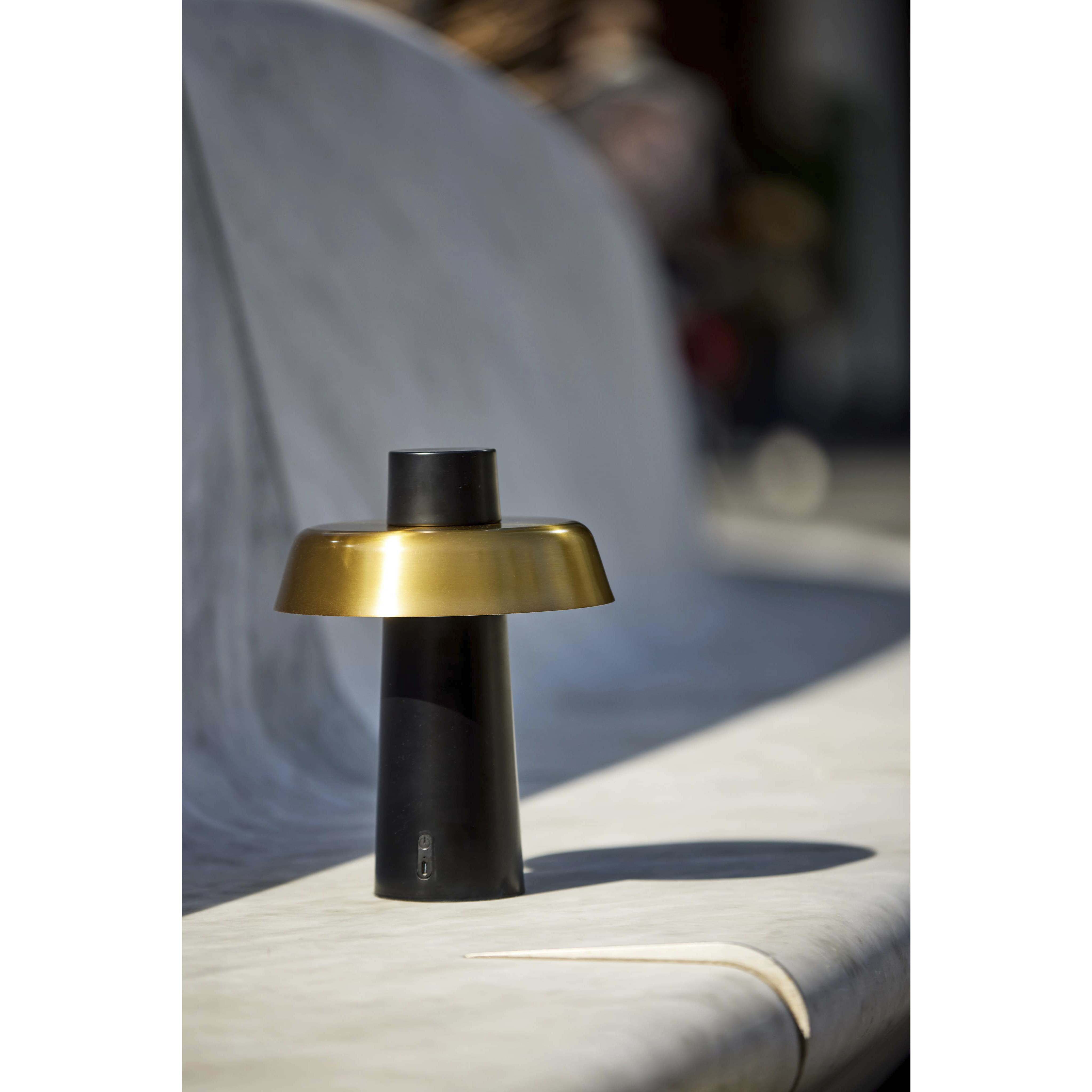 Pirlo 11.75 inch 4.00 watt Black with Antique Brass Accents Cordless Table Lamp Portable Light, ADS360