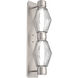 Aalto Mandrel Sconce Wall Light in 3000K LED, Metallic Beige Silver, Optic Rib Clear