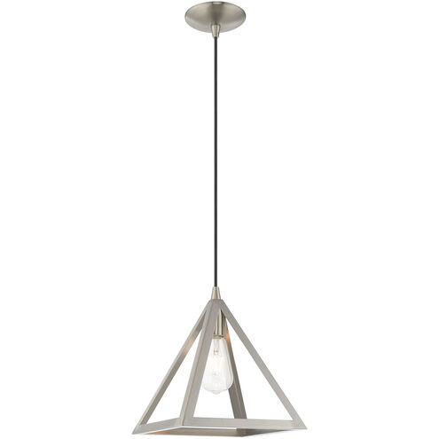Geometric 1 Light 14 inch Brushed Nickel Mini Pendant Ceiling Light