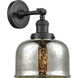 Franklin Restoration Large Bell 1 Light 8 inch Matte Black Semi-Flush Mount Ceiling Light in Silver Plated Mercury Glass, Franklin Restoration