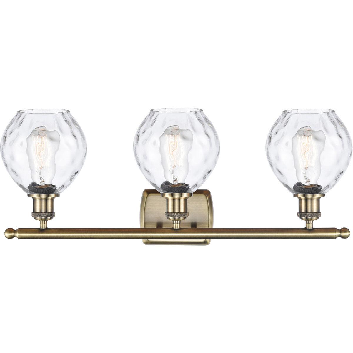 Ballston Small Waverly 3 Light 26 inch Antique Brass Bath Vanity Light Wall Light in Incandescent, Clear Glass, Ballston