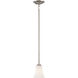 Treme 1 Light 5 inch Brushed Nickel with White Mini Pendant Ceiling Light