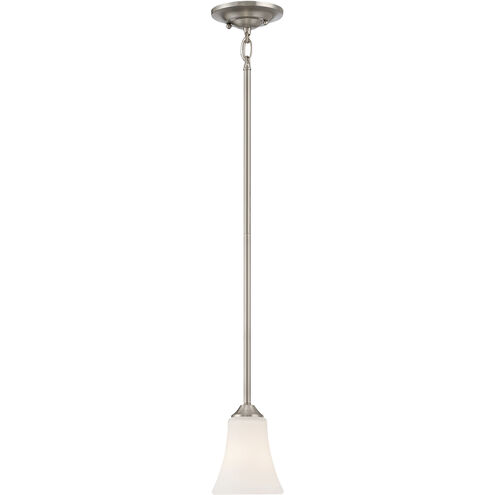 Treme 1 Light 5 inch Brushed Nickel with White Mini Pendant Ceiling Light