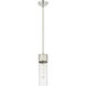 Bolivar 1 Light 4 inch Satin Nickel Pendant Ceiling Light in Seedy Glass