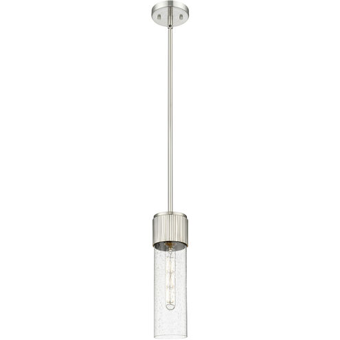 Bolivar 1 Light 4 inch Satin Nickel Pendant Ceiling Light in Seedy Glass