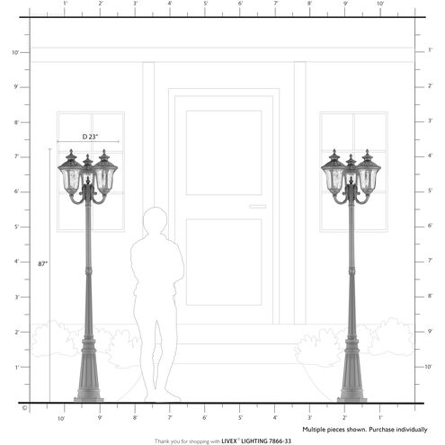 Oxford 3 Light 87 inch Soft Gold Outdoor Post Light, 3-Head