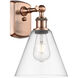 Ballston Cone 1 Light 8 inch Antique Copper Sconce Wall Light in Clear Glass