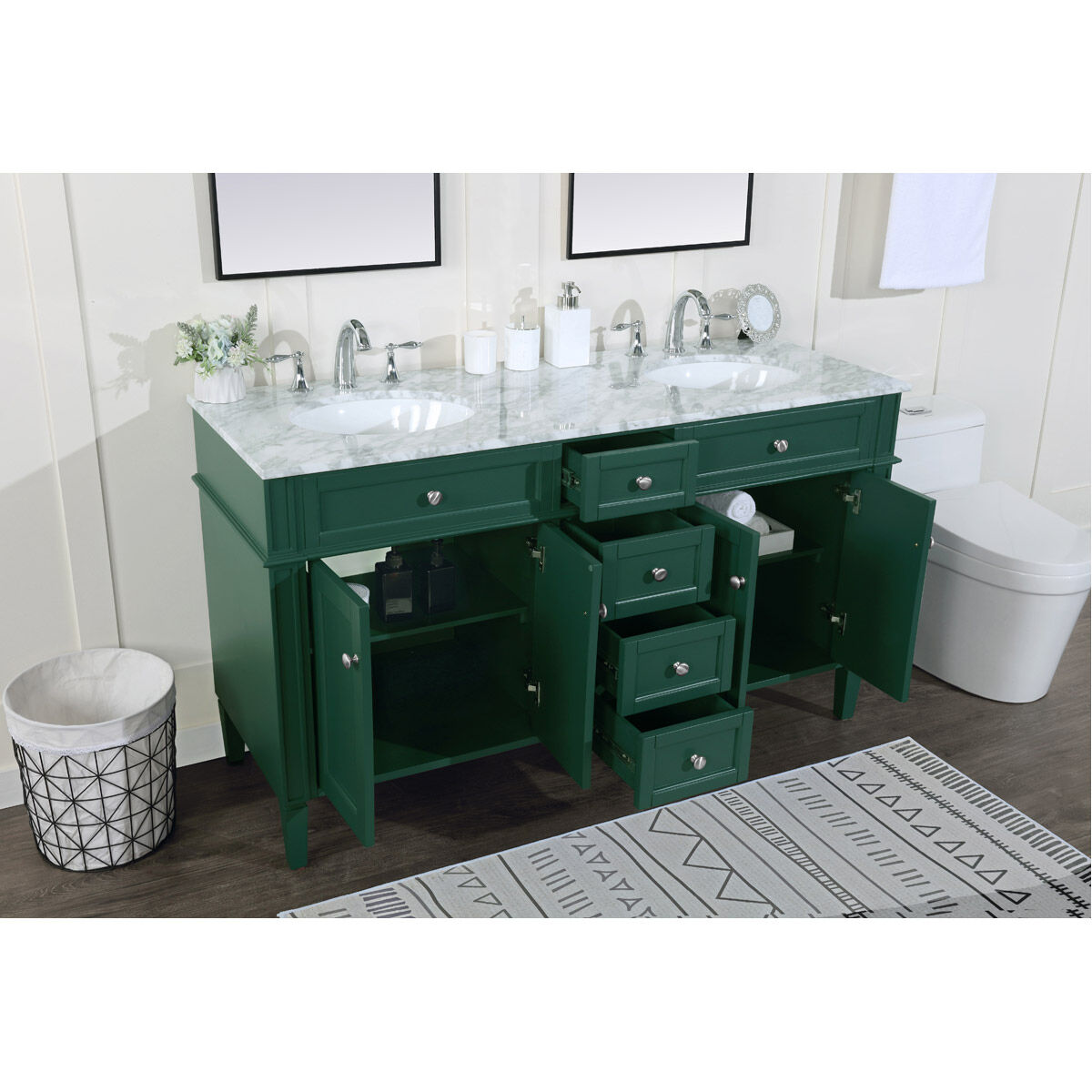 Park Avenue 60 X 22 X 35 inch Green Vanity Sink Set