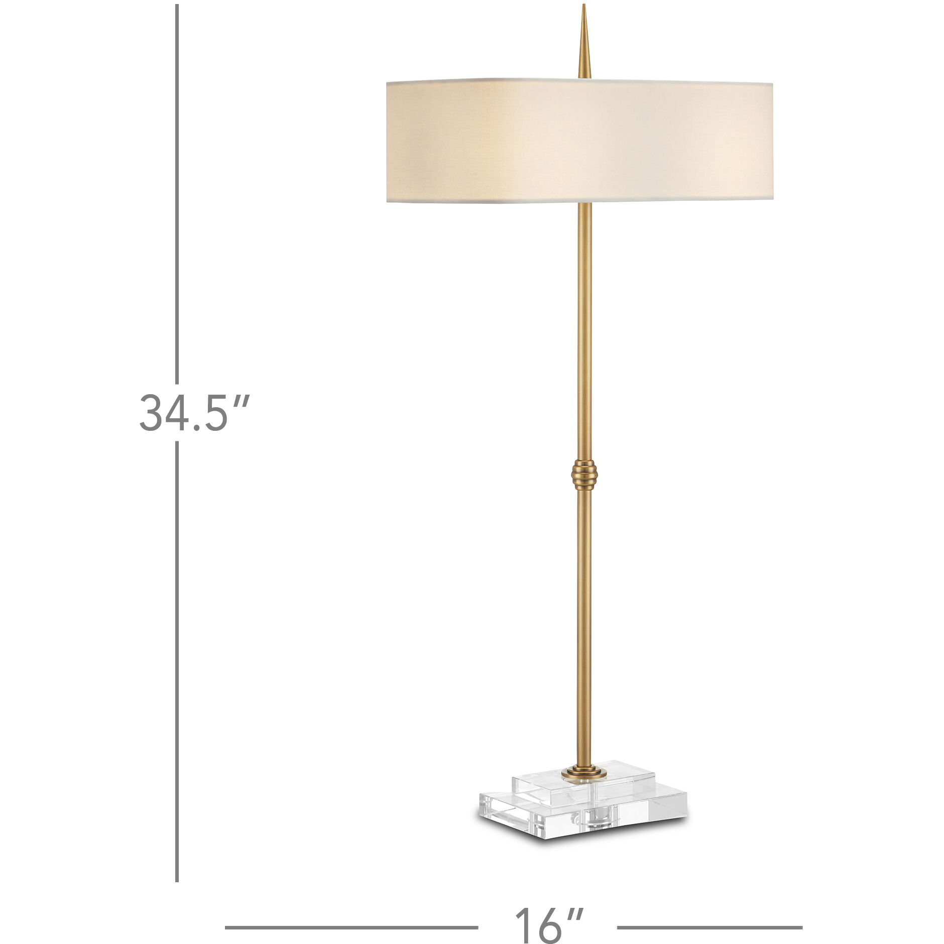 Caldwell 34.5 inch 25 watt Antique Brass and Clear Table Lamp Portable Light