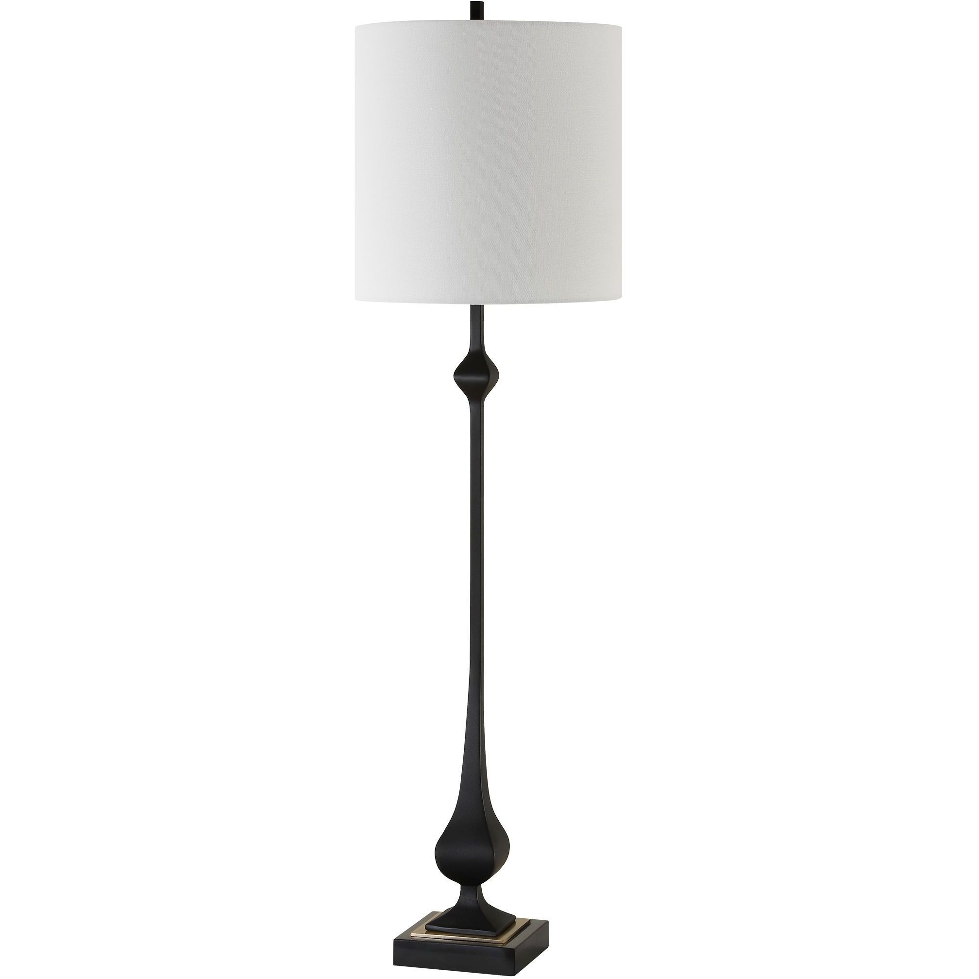 Hightower 38 inch 150.00 watt Satin Black and Black Marble with Antique Brass Buffet Lamp Portable Light