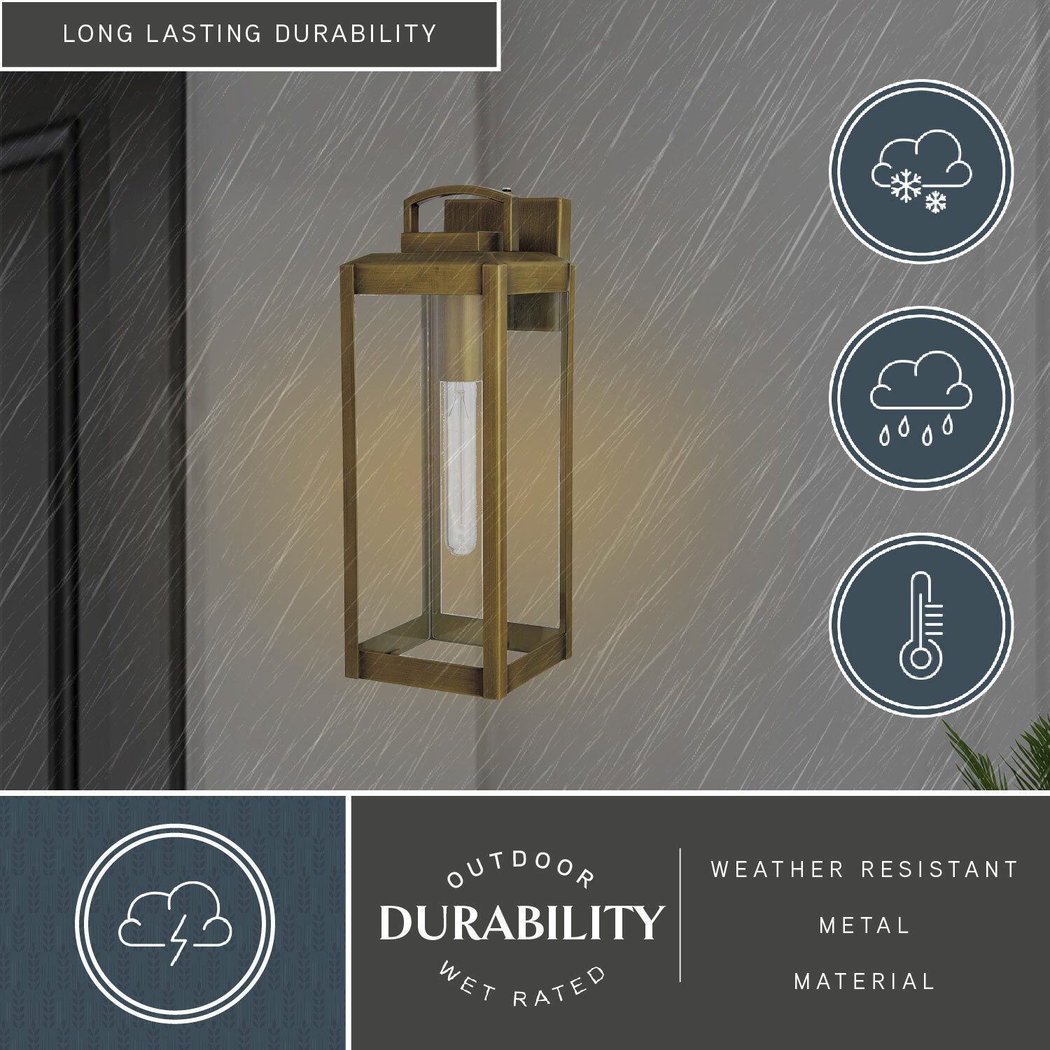 Kinzie LED 16.75 inch Vintage Brass Outdoor Wall