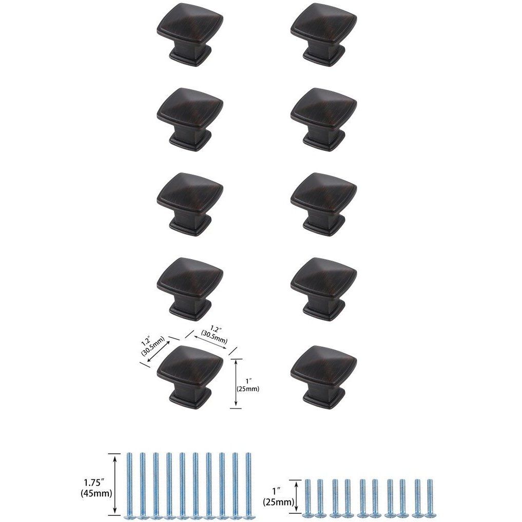 Marcel Oil-Rubbed Bronze Hardware Cabinet Knob, Set of 10