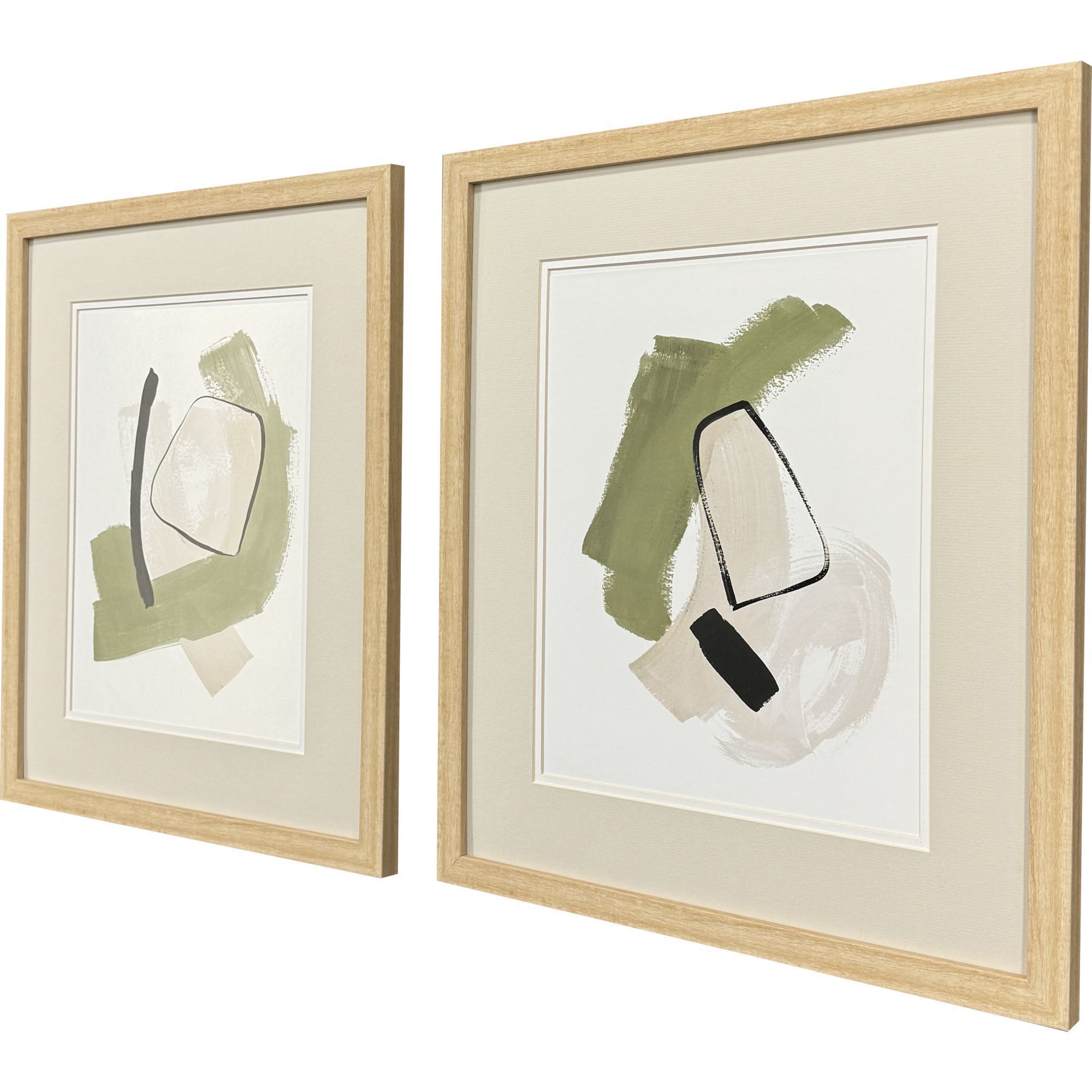 Sage Treasures Green and Beige and Black Framed Art, Propac