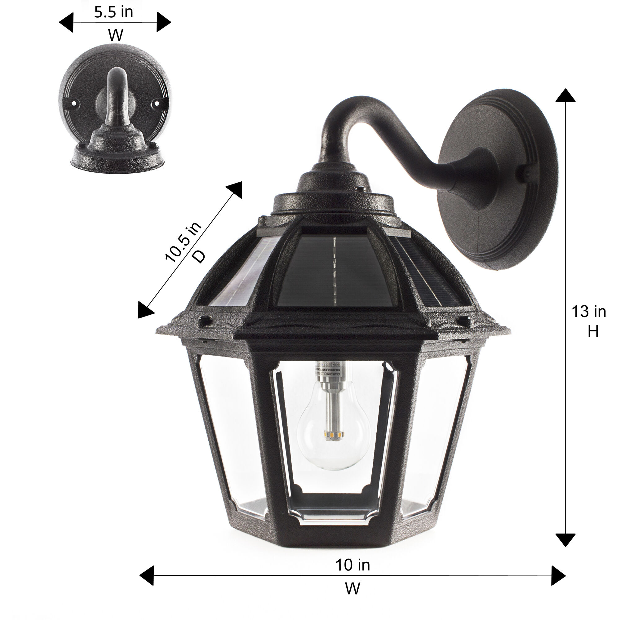 Gama Sonic 177010 Polaris LED 12 inch Black Outdoor Wall Sconce Solar
