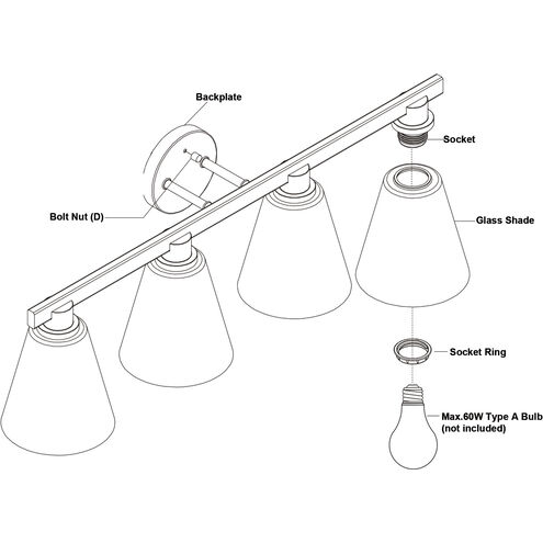 Vermont LED 32 inch Matte Black and Satin Nickel Bathroom Light Wall Light in 4