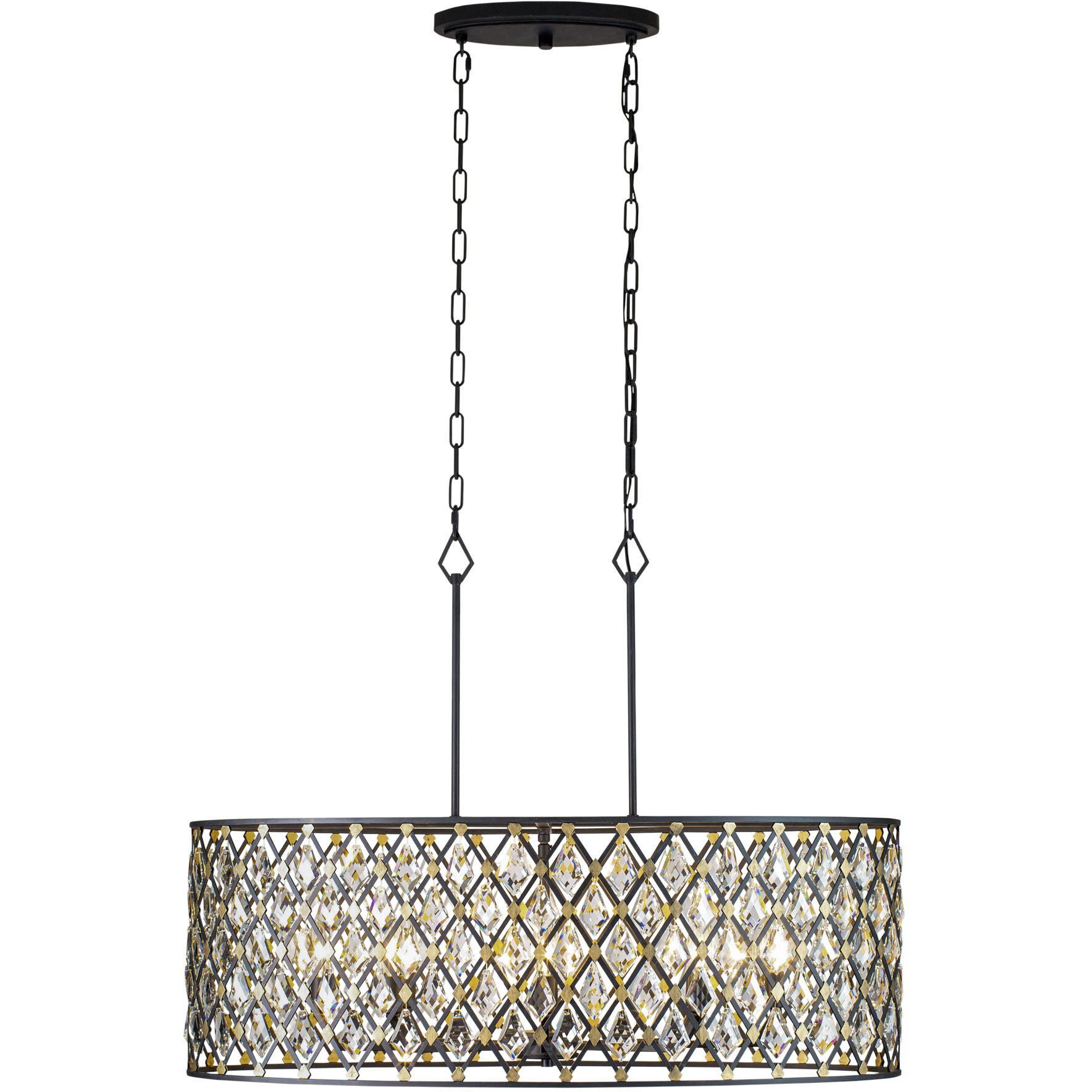 Windsor 8 Light 36 inch Carbon and Havana Gold Linear Pendant Ceiling Light