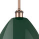 Ballston Plymouth Dome LED 12 inch Antique Copper Pendant Ceiling Light in Matte Green
