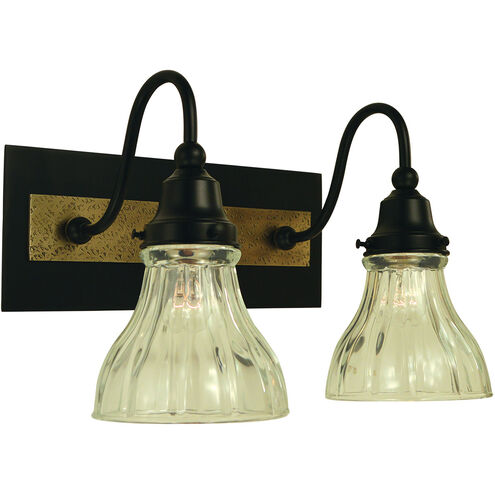 Houghton 2 Light 14 inch Matte Black and Antique Brass Sconce Wall Light