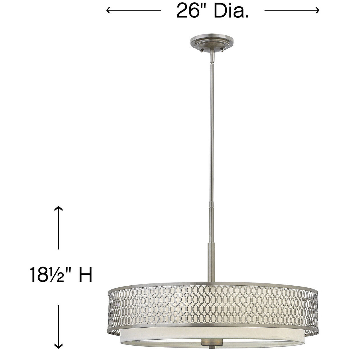 Jules LED 26 inch Brushed Nickel Chandelier Ceiling Light, Semi-Flush Mount