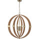 Pyrus 4 Light 27 inch Light Brown with Antique Brass Chandelier Ceiling Light