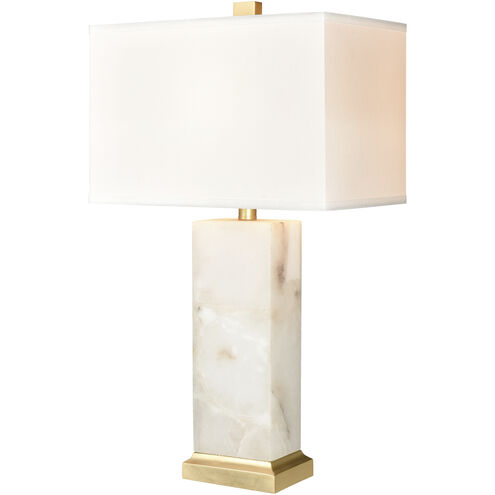 Helain 27 inch 100 watt White with Gold Leaf Table Lamp Portable Light