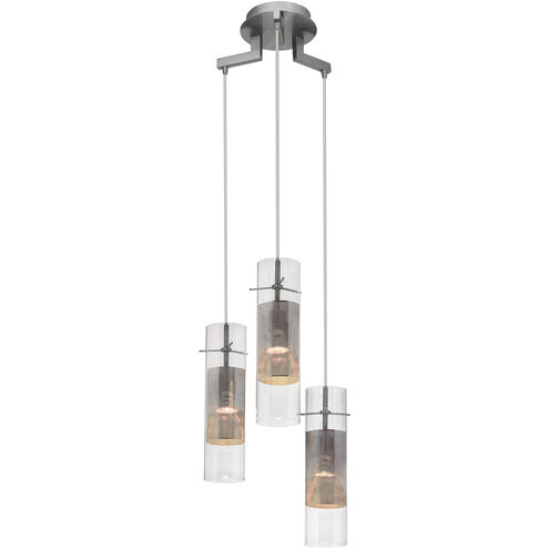 Spartan 3 Light 3 inch Brushed Steel Pendant Ceiling Light